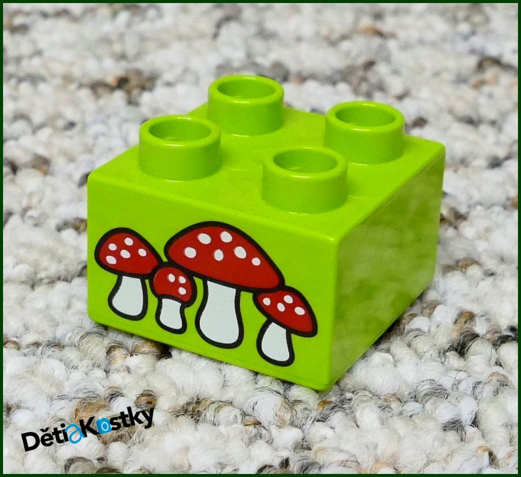 Lego® Duplo® Kostka 2x2 Limetka - Muchomůrky