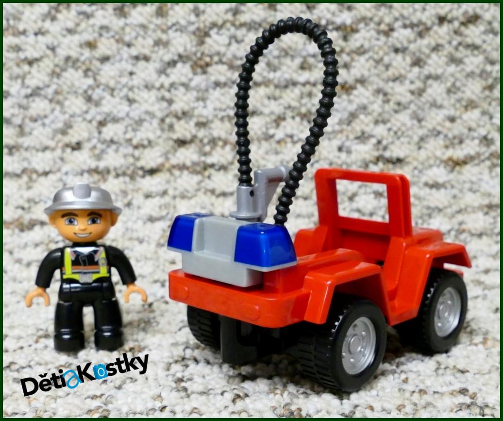 Lego® Duplo® Terénní Hasičský Jeep - Hasič se Stříbrnou Přilbou