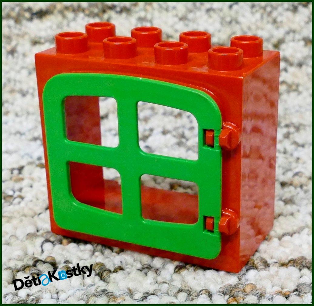 Lego® Duplo® Kostka s Oknem Červená - Zelená Okenice Zaoblená