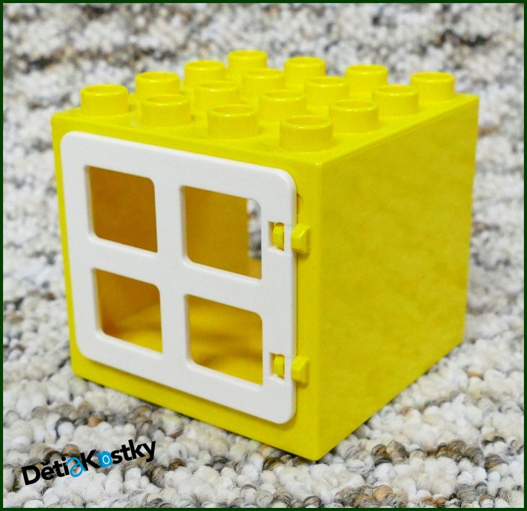 Lego® Duplo® Kostka s Oknem 4x4x4 Žlutá - Bílé Okno