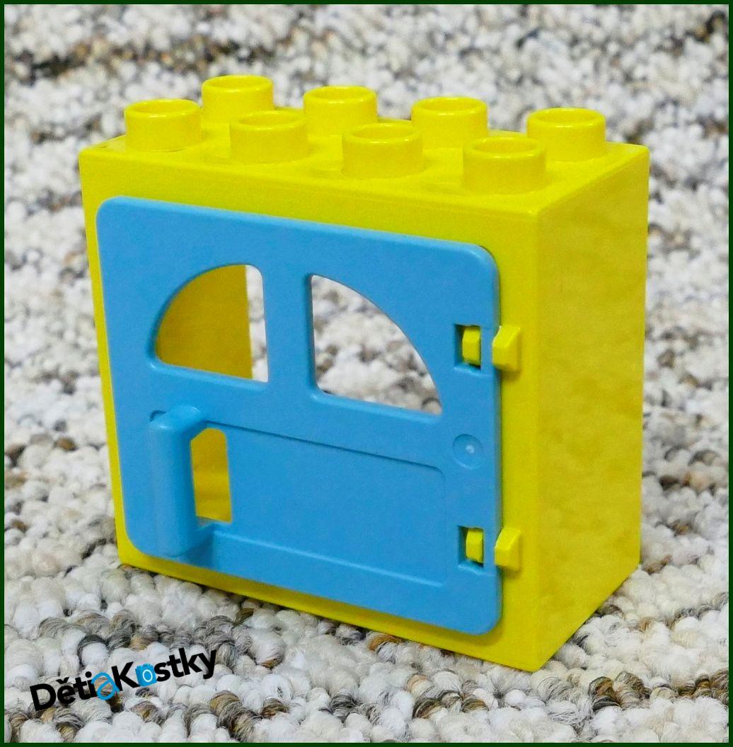 Lego® Duplo® Kostka s Dveřmi Žlutá - Tyrkysová Dvířka s Okny
