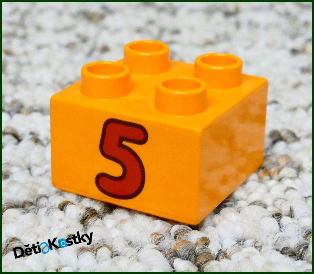Lego® Duplo® Kostka 2x2 Oranžová - Červená Pětka