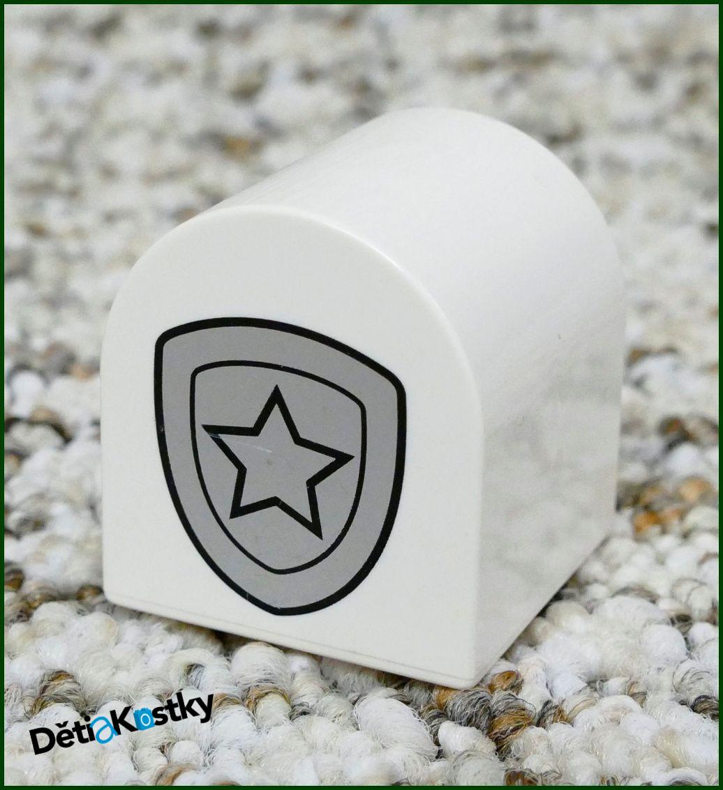 Lego® Duplo® Kostka 2x2 Zaoblená Bílá - Znak Policie
