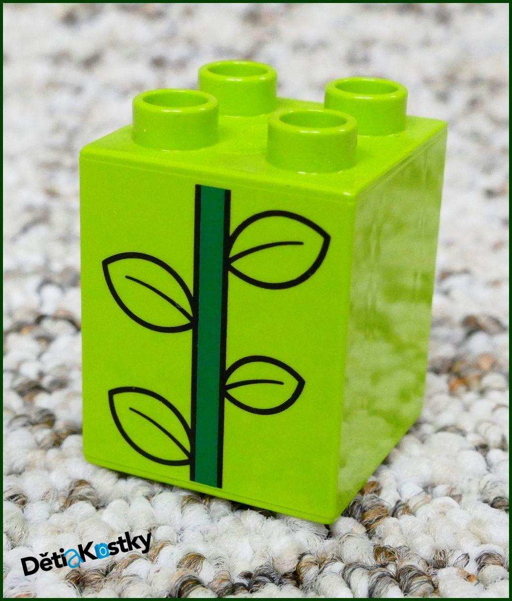 Lego® Duplo® Kostka 2x2x2 Limetka - Stonek s Listy