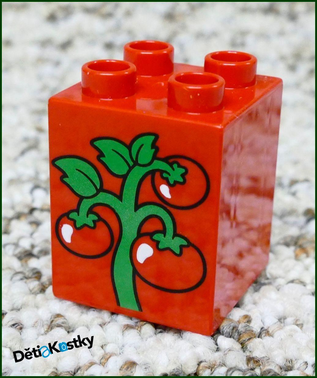 Lego® Duplo® Kostka 2x2x2 Červená - Rostlina s Rajčaty