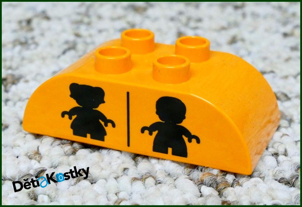 Lego® Duplo® Kostka 2x4 Zaoblená Oranžová - Černý Obrázek Holky a Kluka