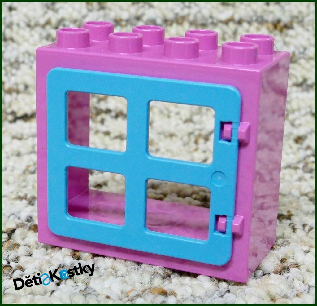 Lego® Duplo® Kostka s Oknem Růžová - Tyrkysová Okenice Hranatá
