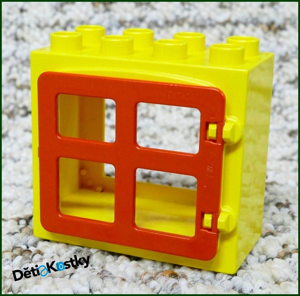 Lego® Duplo® Kostka s Oknem Žlutá - Červená Okenice Hranatá