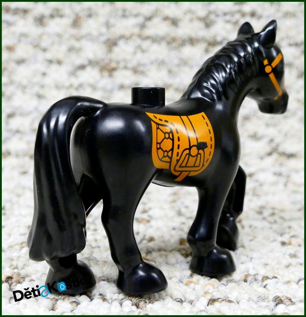 Lego® Duplo® Kůň Černý - Potisk Hnědé Sedlo