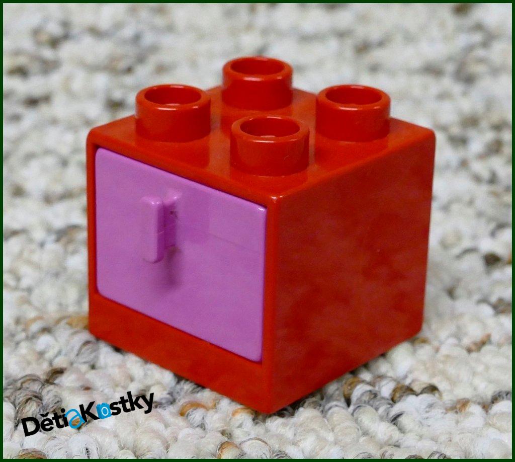 Lego® Duplo® Skříňka Malá Červená/Tmavě Růžový Šuplík