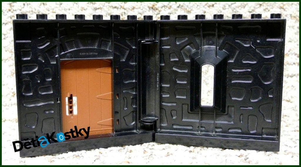 Lego® Duplo® Stěna Hradu Černá - Hnědé Dveře
