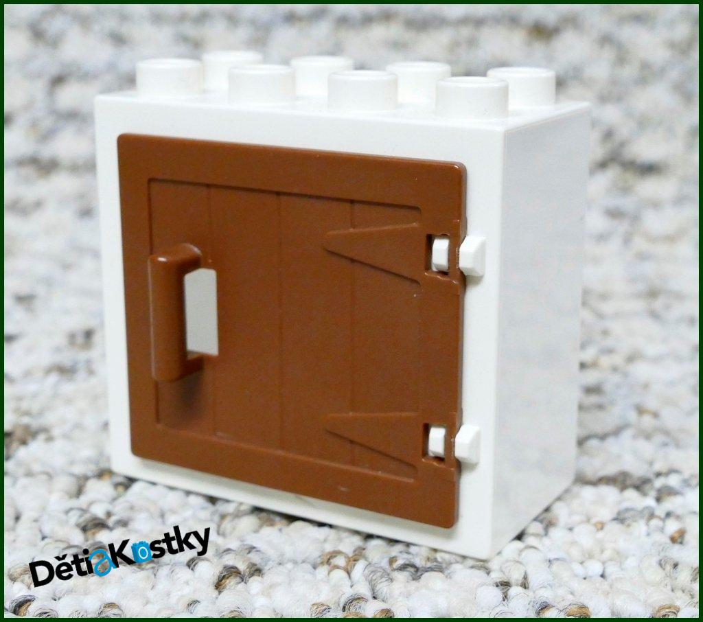 Lego® Duplo® Kostka s Hnědými Dveřmi Bílá