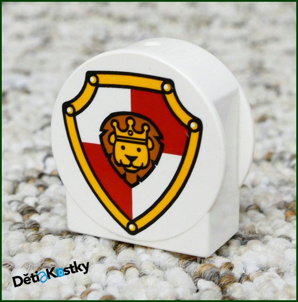 Lego® Duplo® 1x2x2 Zaoblená Bílá se Štítem a Lvem