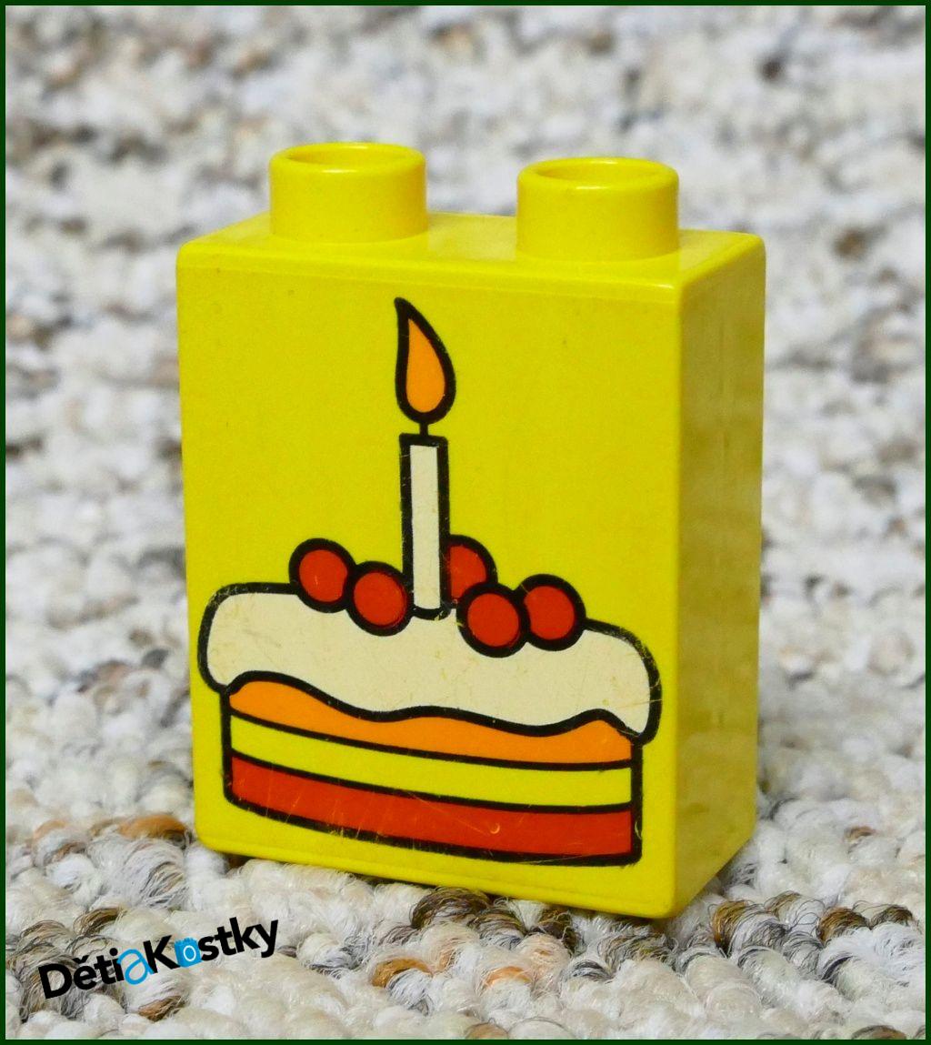 Lego® Duplo® Kostka 1x2x2 Žlutá - Dort se Svíčkou