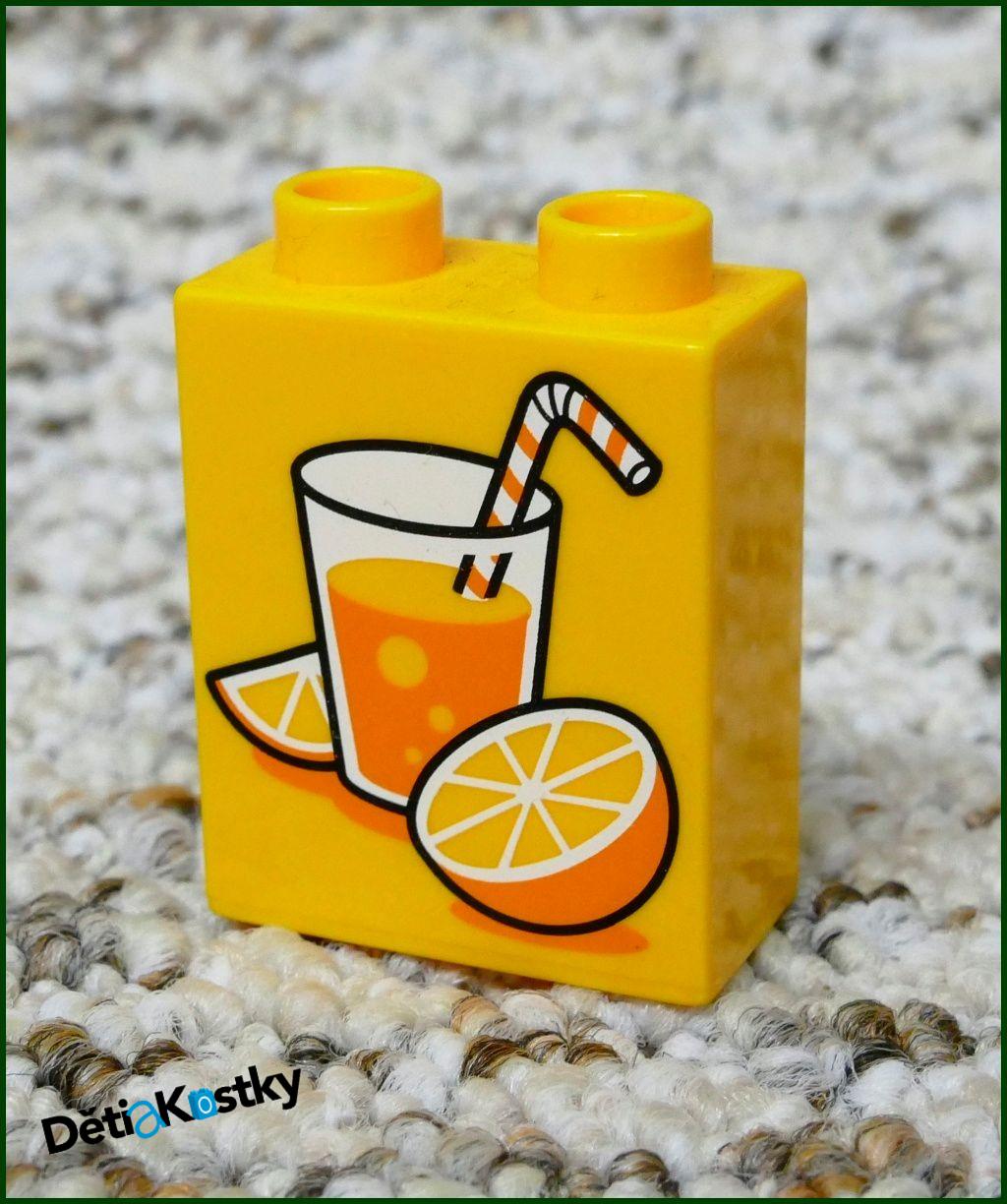 Lego® Duplo® Kostka 1x2x2 Světle Oranžová - Pomeranč se Sklenicí