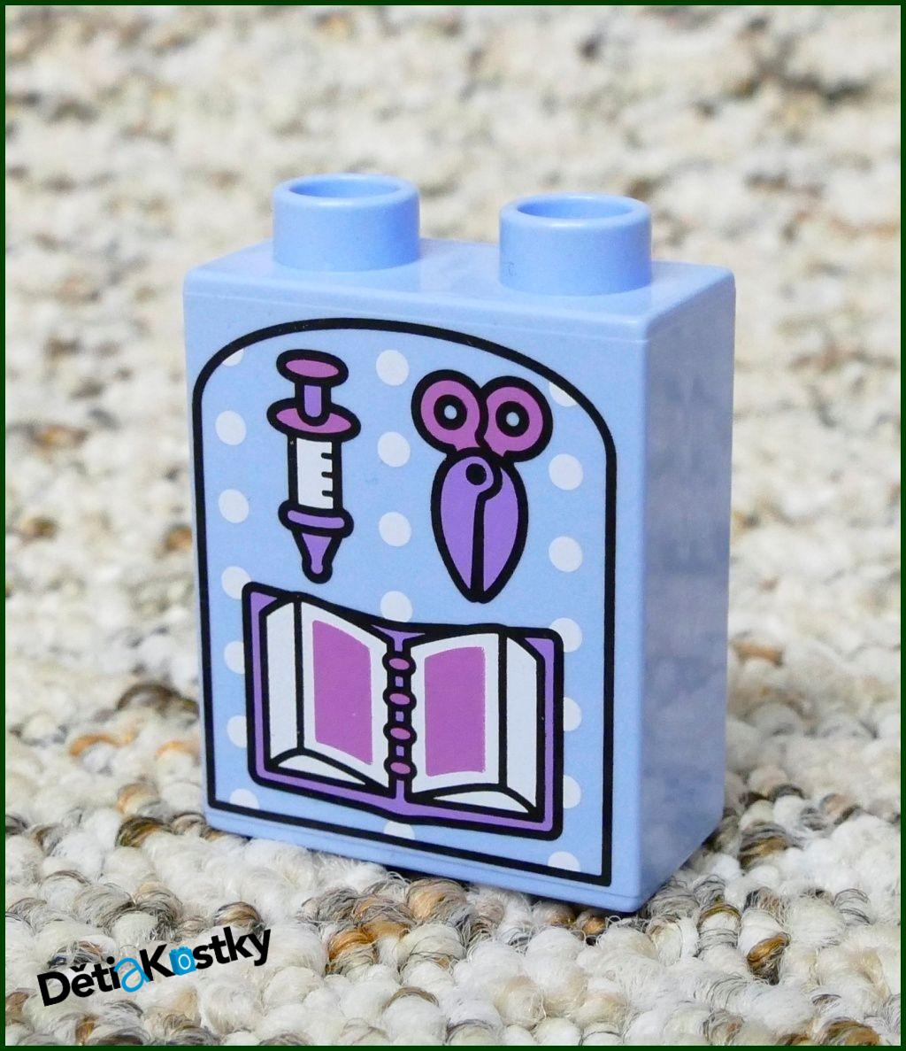 Lego® Duplo® Kostka 1x2x2 Světlounce Modrá - Nůžky, Stříkačka