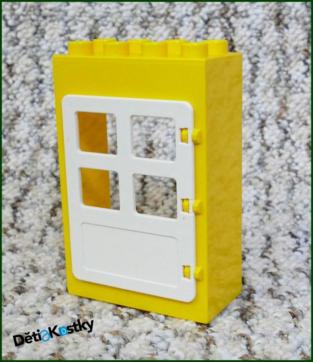 Lego® Duplo® Kostka s Dveřmi Žlutá Vysoká - Bílé Hranaté Dveře