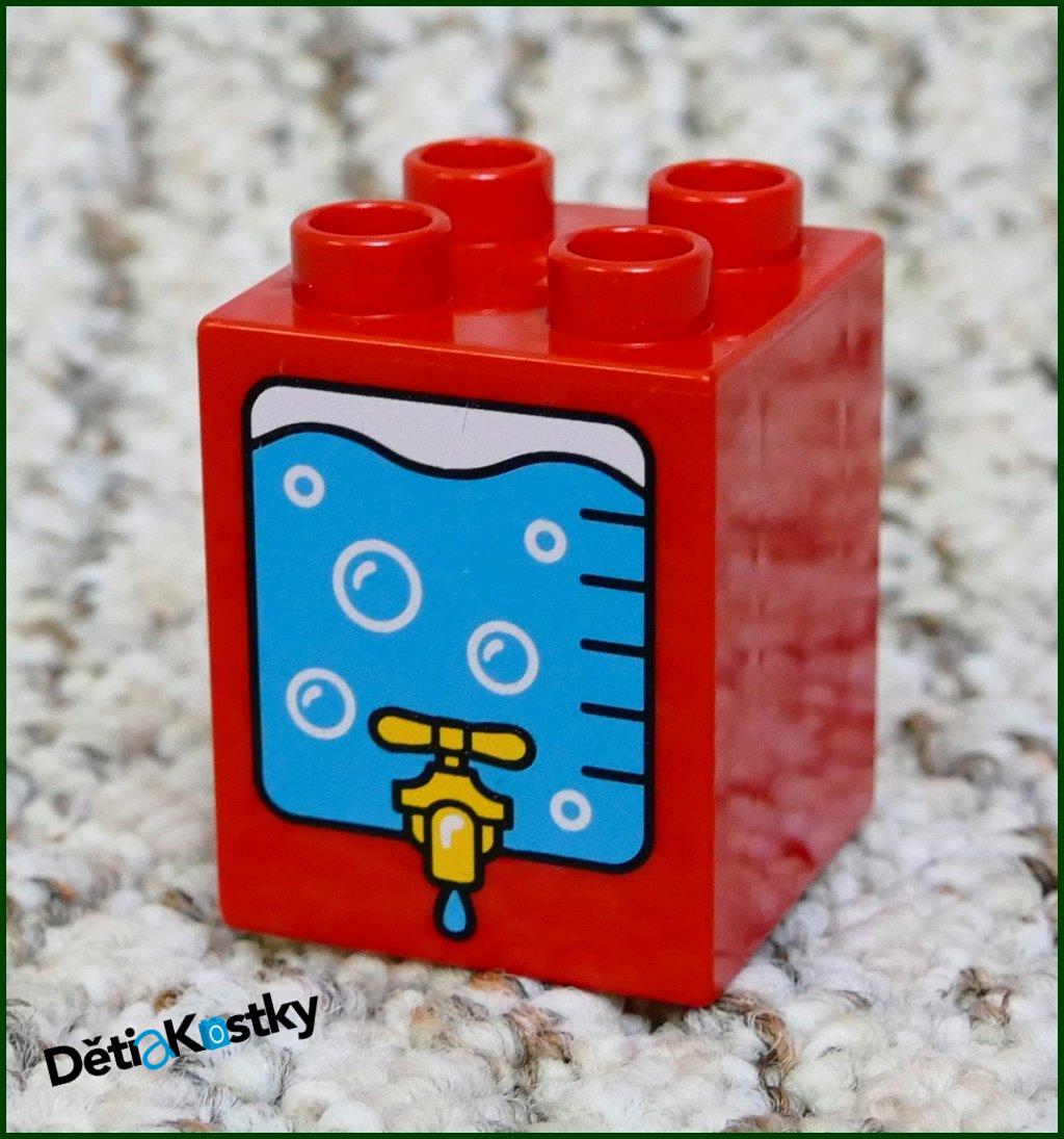 Lego® Duplo® Kostka 2x2x2 Červená - Nádrž s Kohoutem