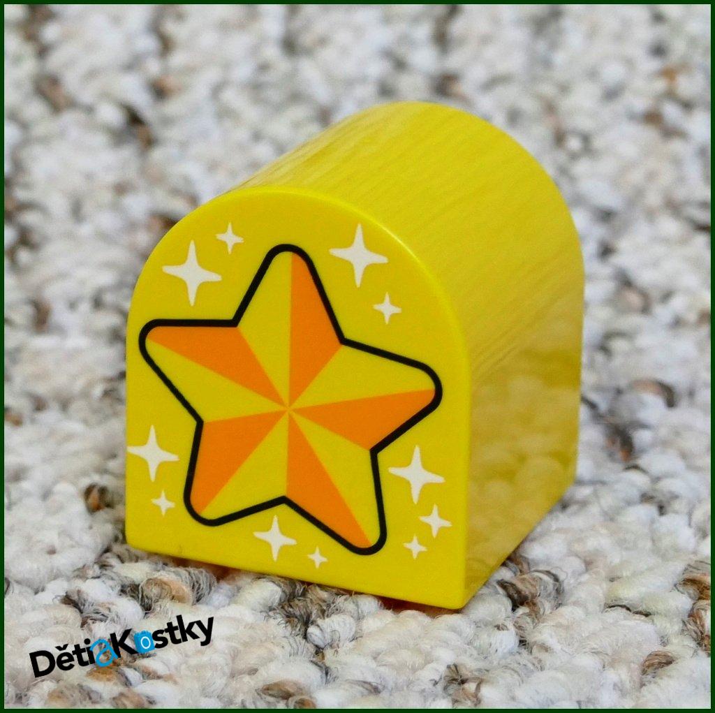 Lego® Duplo® Kostka 2x2 Zaoblená Žlutá - Hvězdička