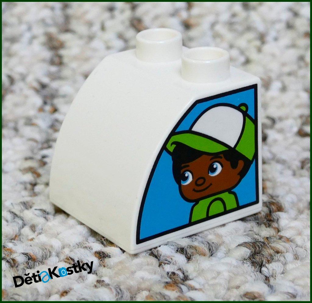 Lego® Duplo® Kostka 2x2 Bílá Zkosená Zaoblená - Kluk a Holka/Obě Strany