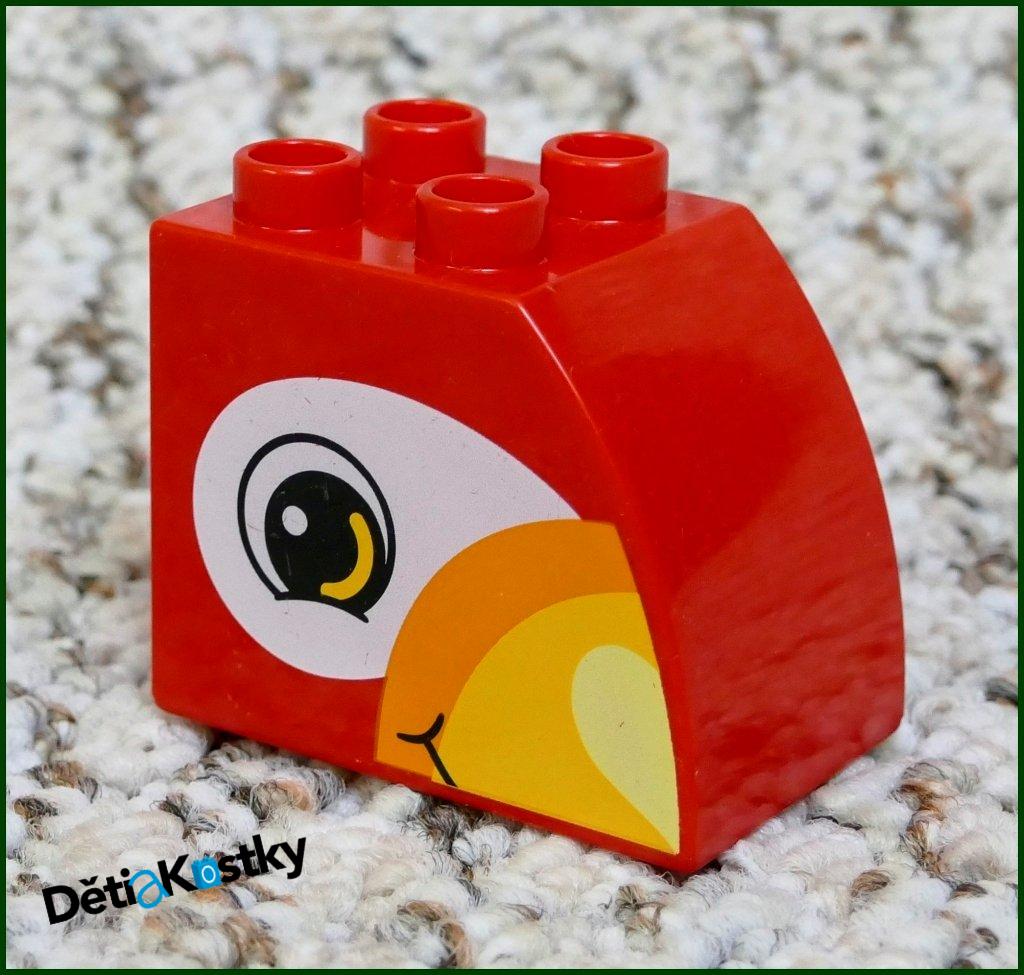 Lego® Duplo® Kostka 2x3 Zaoblená Vysoká Červená - Papoušek