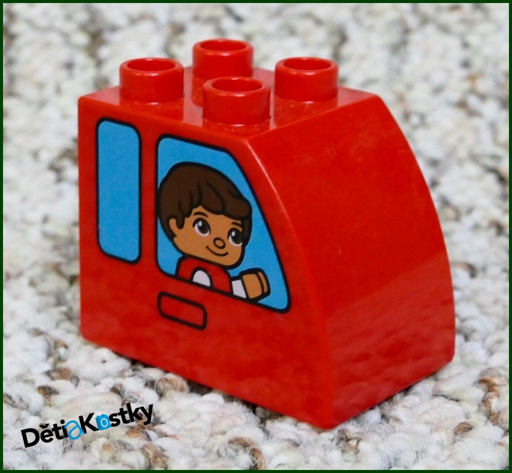 Lego® Duplo® Kostka 2x3 Zaoblená Vysoká Červená - Okna s Dětmi