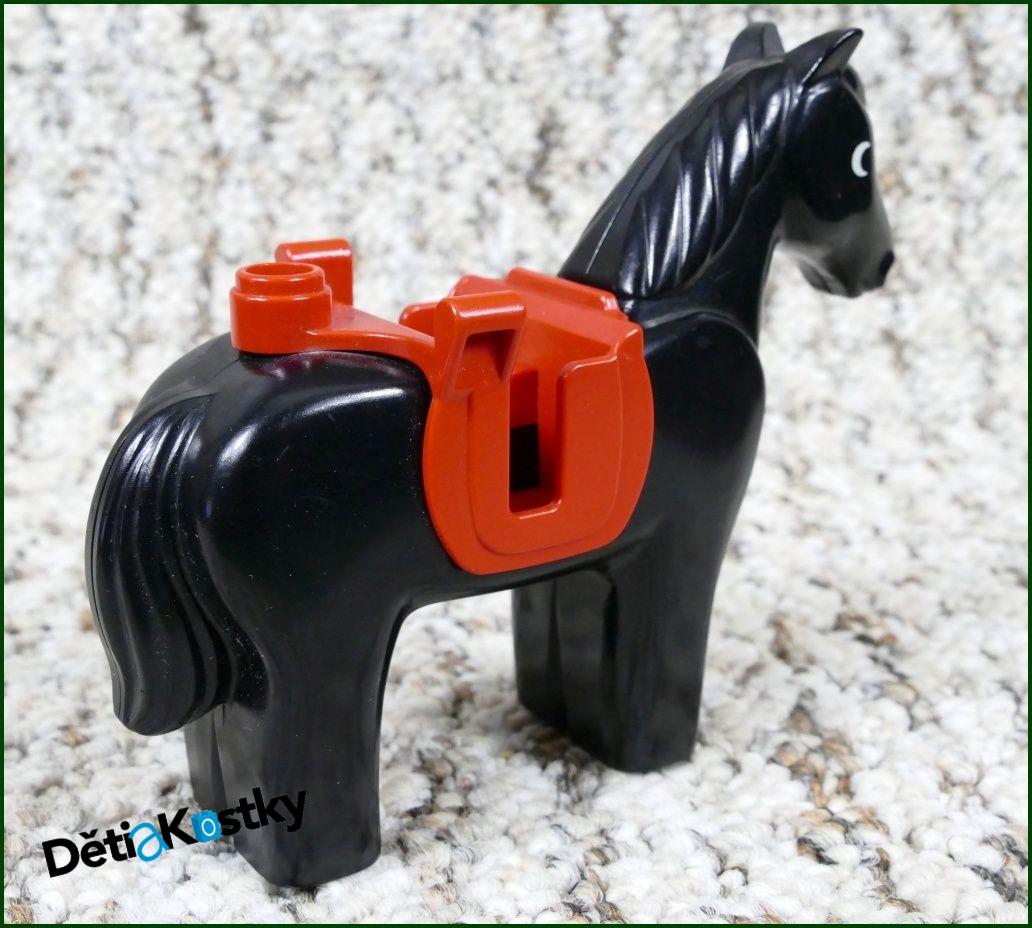 Lego® Duplo® Kůň Černý Starší Typ s Červeným Sedlem