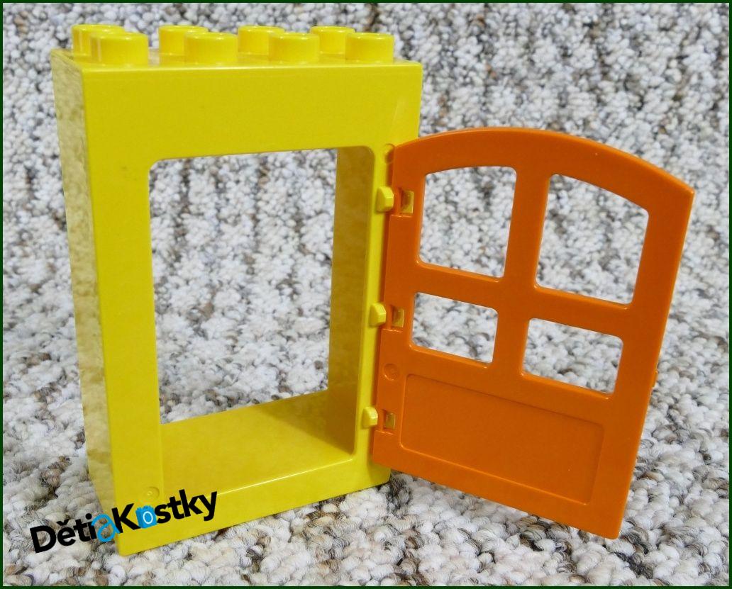 Lego® Duplo® Kostka s Dveřmi Žlutá Vysoká - Oranžové Dveře
