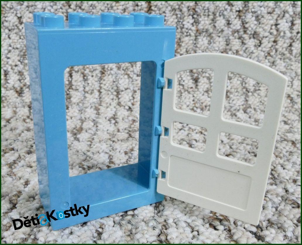 Lego® Duplo® Kostka s Dveřmi Tyrkysová Vysoká - Bílé Zakulacené Dveře