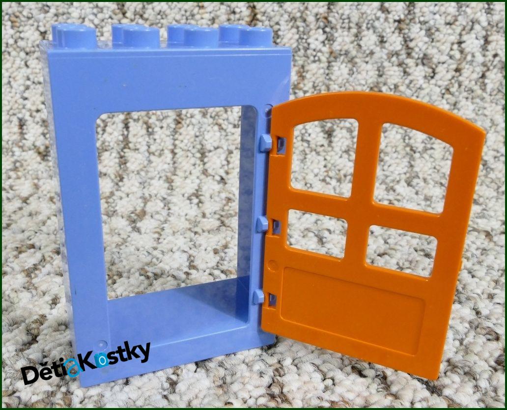 Lego® Duplo® Kostka s Dveřmi Světle Modrá Vysoká - Oranžové Dveře