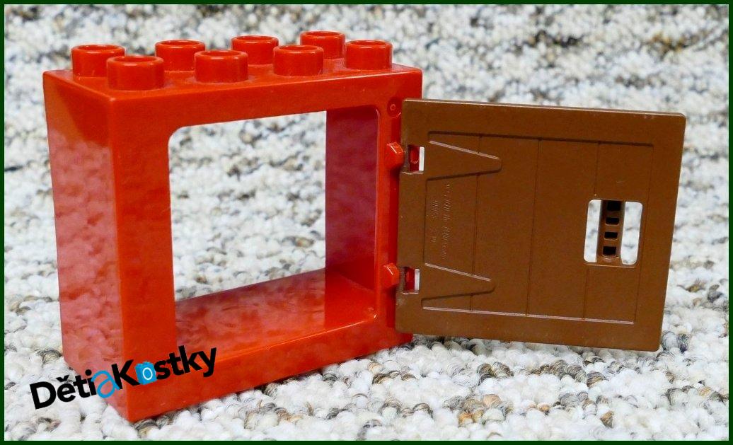Lego® Duplo® Kostka s Hnědými Dveřmi Červená