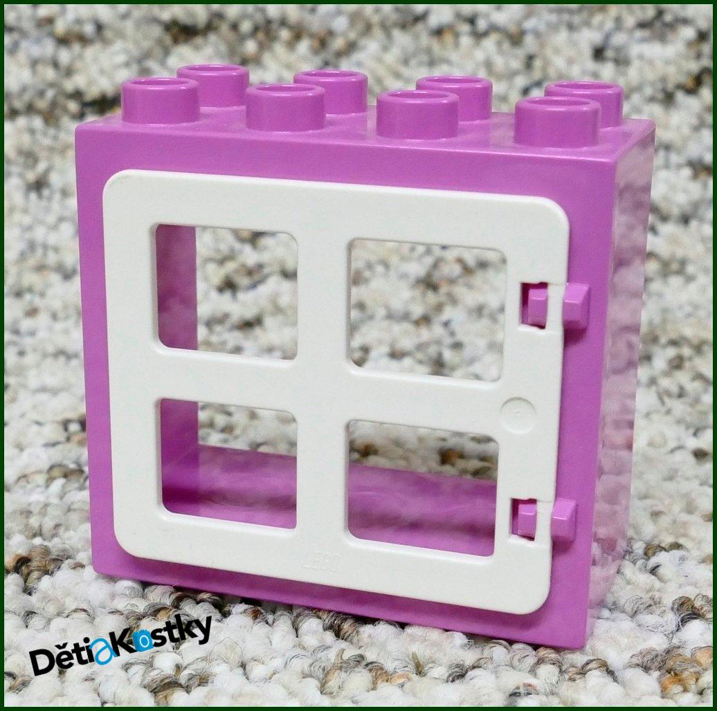 Lego® Duplo® Kostka s Oknem Růžová - Bílá Okenice Hranatá