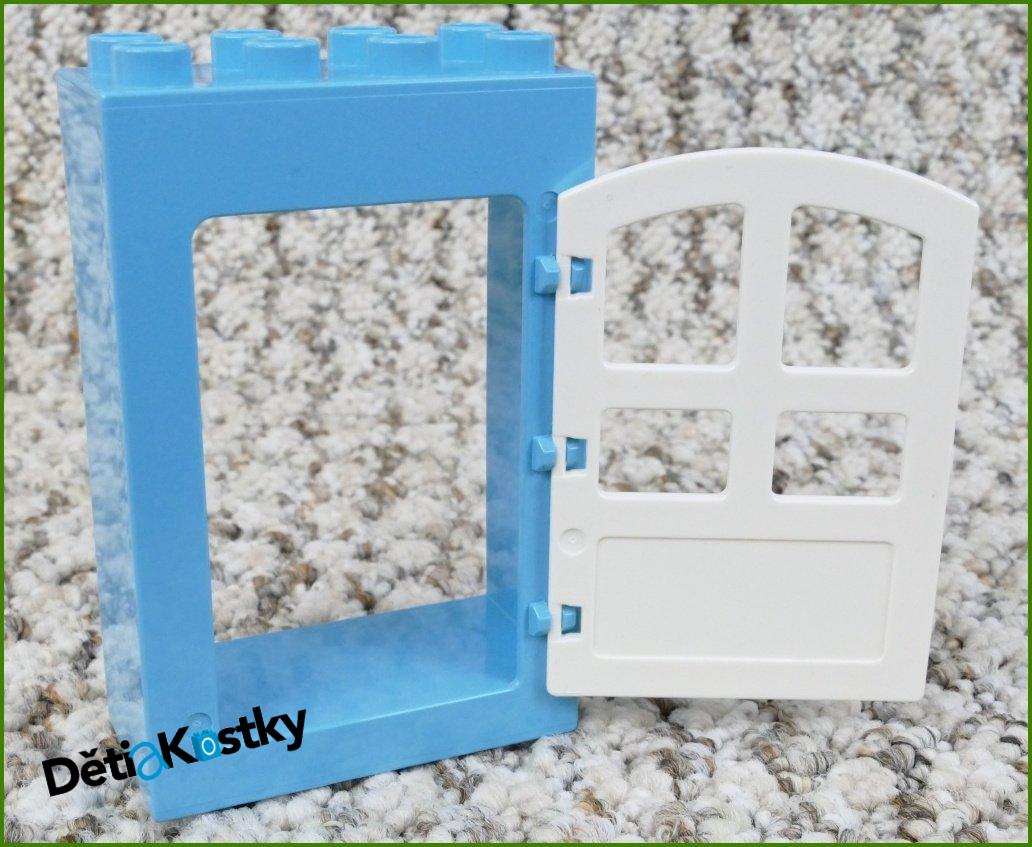 Lego® Duplo® Kostka s Dveřmi Tyrkysová - Bílé Dveře s Vločkou