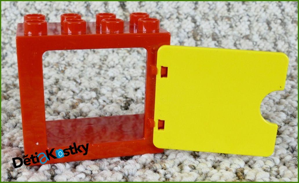 Lego® Duplo® Kostka se Žlutými Plnými Dveřmi Červená