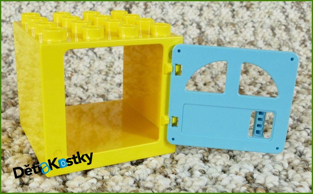 Lego® Duplo® Kostka s Dveřmi 4x4x4 Žlutá - Tyrkys Dveře
