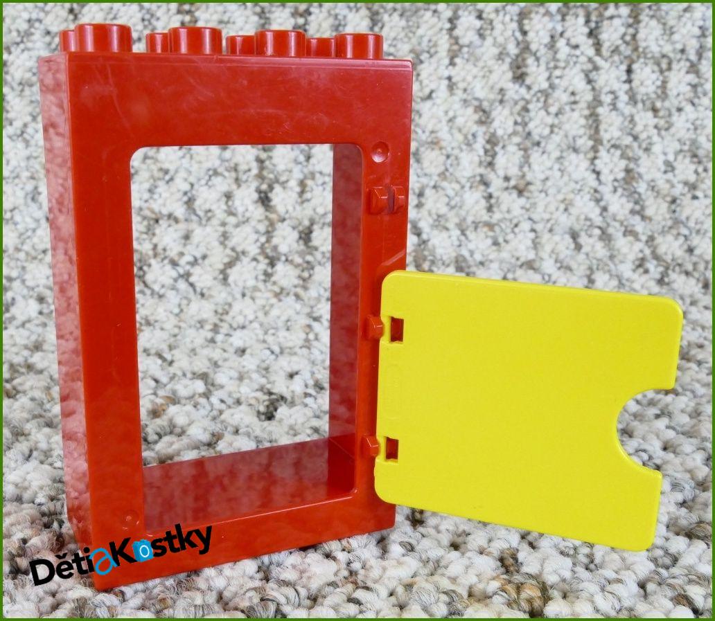 Lego® Duplo® Kostka s Plnými Žlutými Dvířky Červená Vysoká