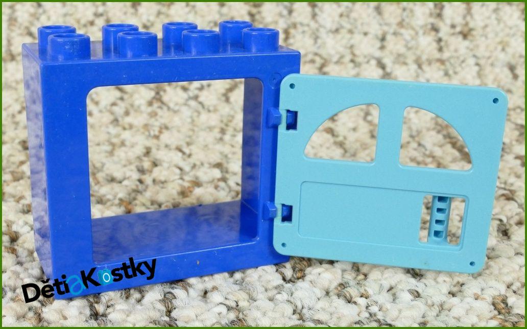 Lego® Duplo® Kostka s Dveřmi Tmavě Modrá (Tyrkys Dvířka s Okny)