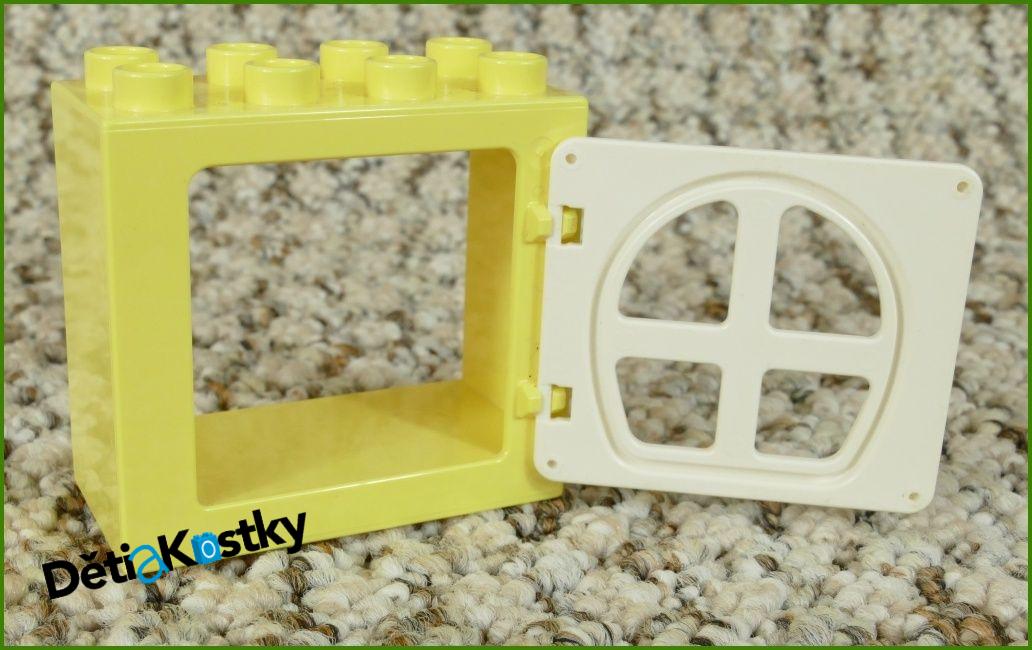 Lego® Duplo® Kostka s Dveřmi Světle Žlutá - Bílá Dvířka s Okny