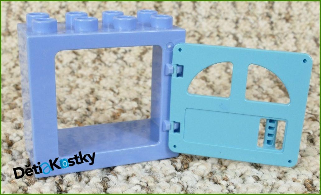 Lego® Duplo® Kostka s Dveřmi Světle Modrá (Tyrkys Dvířka s Okny)