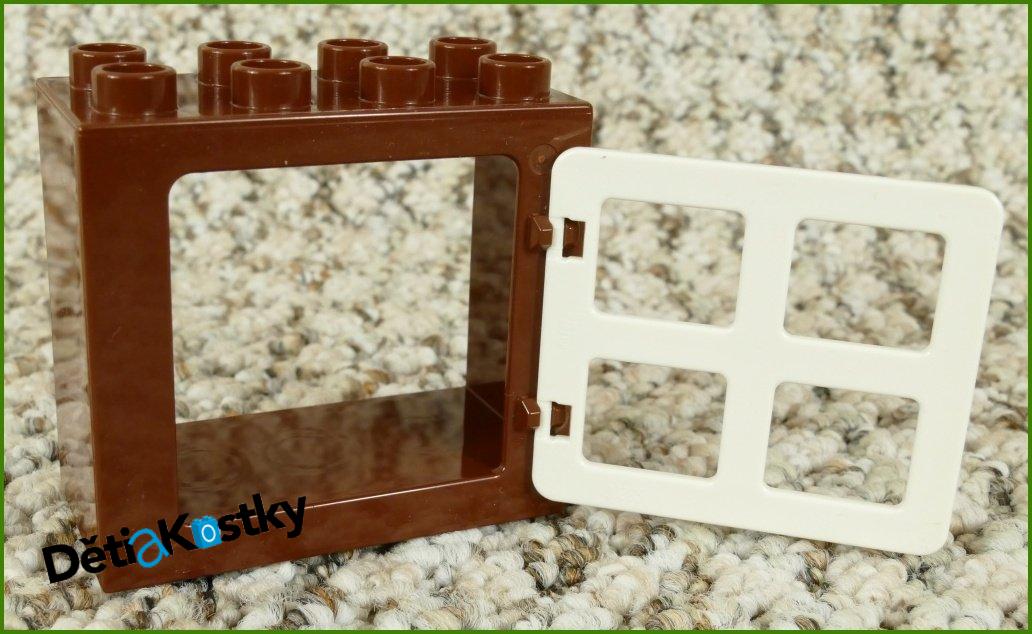 Lego® Duplo® Kostka s Oknem Tmavě Hnědá - Bílé Okno Hranaté