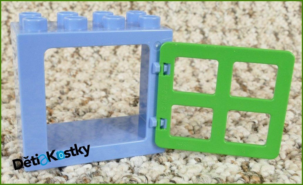 Lego® Duplo® Kostka s Oknem Světle Modrá - Zelené Okno Hranaté