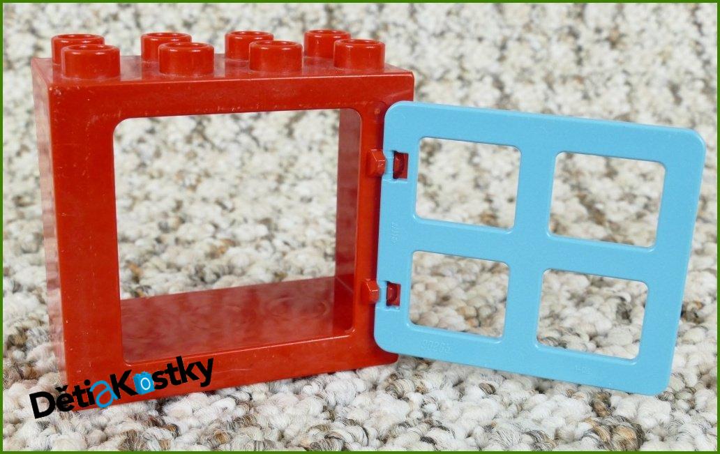 Lego® Duplo® Kostka s Oknem Červená - Tyrkysové Okno Hranaté