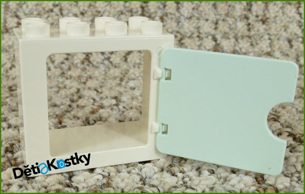 Lego® Duplo® Kostka se Světle Tyrkysovými Plnými Dveřmi Bílá