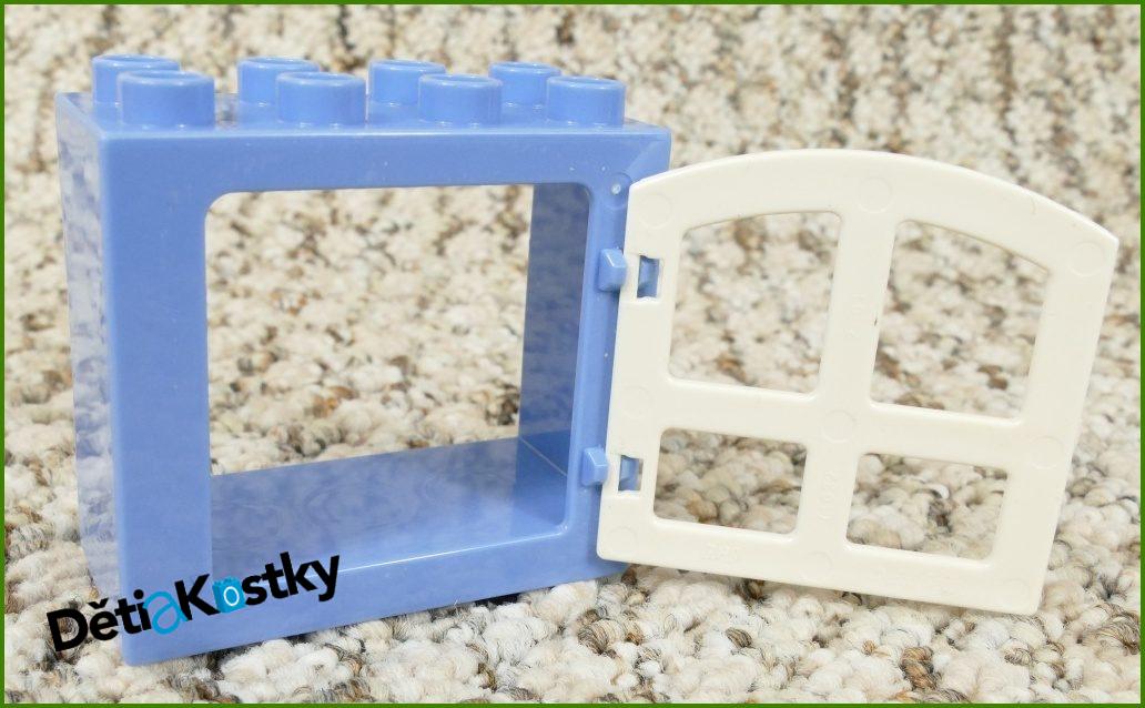 Lego® Duplo® Kostka s Oknem Světle Modrá - Bílá Oblá Okenice Vyšší