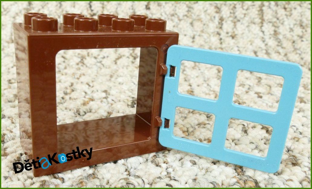 Lego® Duplo® Kostka s Oknem Tmavě Hnědá - Tyrkysové Okno Hranaté