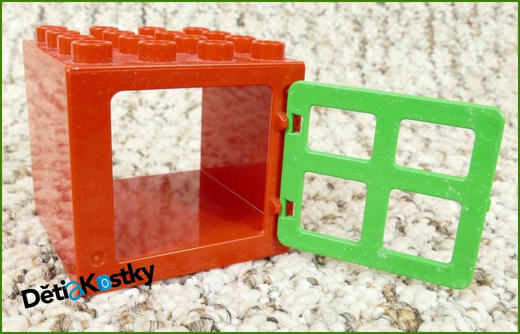 Lego® Duplo® Kostka s Oknem 4x4x4 Červená - Zelené Okno