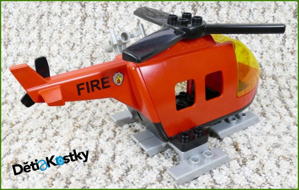 Lego® Duplo® Vrtulník Velký Hasiči - Černá Vrtule, Šedé Lyžiny a Tryska
