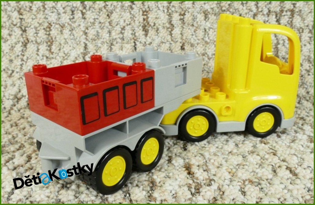 Lego® Duplo® Tahač Žlutý Nápis Lego s Návěsem - Červeno/Šedé Korby
