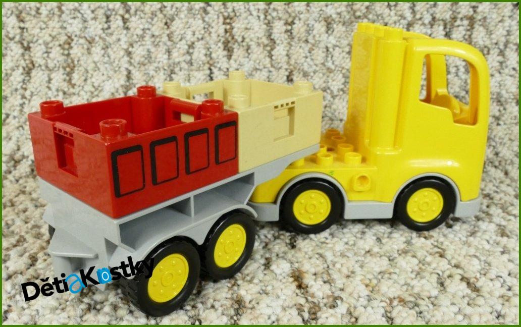 Lego® Duplo® Tahač Žlutý Nápis Lego s Návěsem - Červeno/Béžové Korby