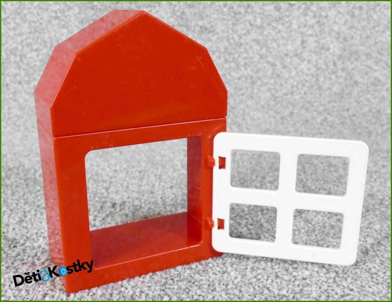 Lego® Duplo® Kostka s Oknem a Stříškou Červená - Bílá Okenice